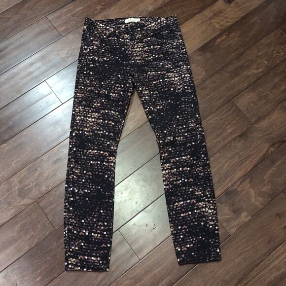 Tory Burch Black Flash Printed Skinny Ankle Jeans SIZE 29 - Picture 2 of 8